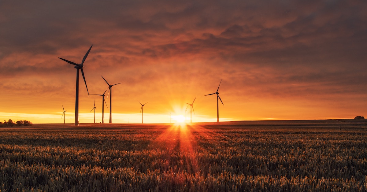 Wind mills at sunset