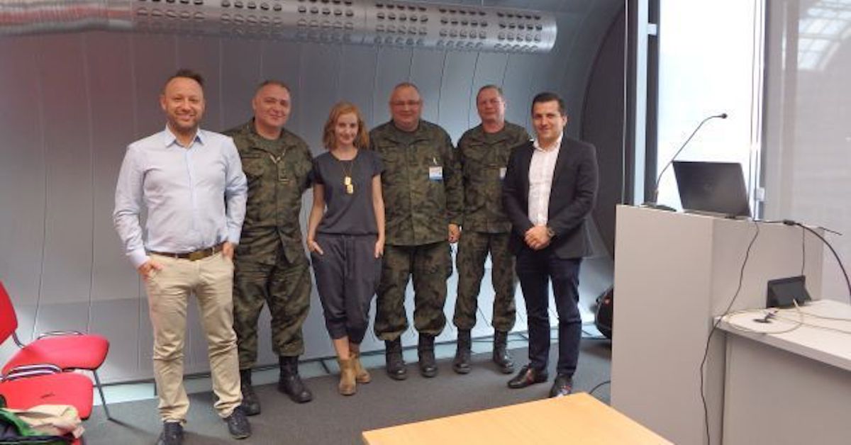Saule Technologies founders at the 23rd International Defence Industry Exhibition MSPO in Kielce