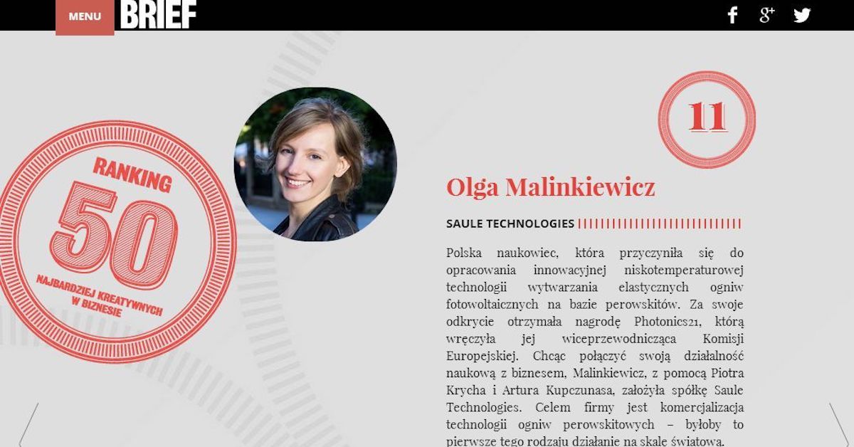 Olga Malinkiewicz in Brief's Most Creative Business People Ranking