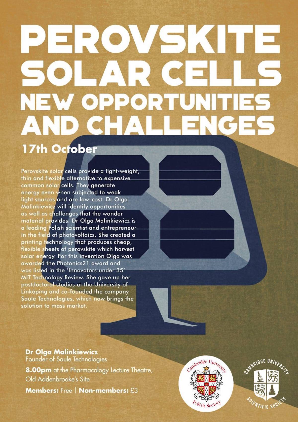 Perovskite solar cells - a lecture by Olga Malinkiewicz at the Cambridge Univeristy