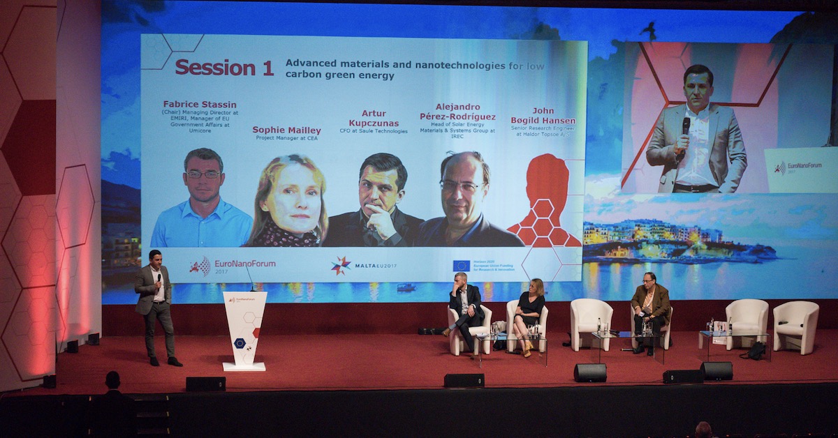 Artur Kupczunas speaking at EuroNanoForum 2017
