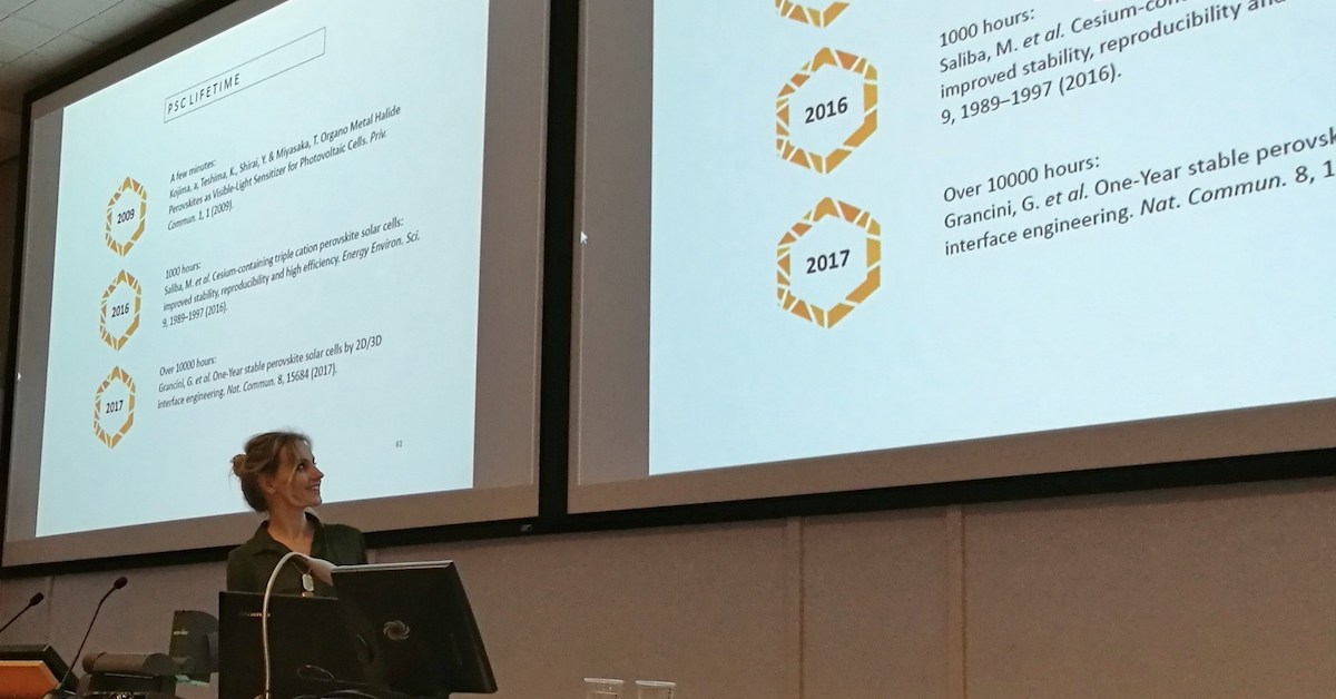 Olga Malinkiewicz speaks at Cambridge Univeristy about perovskite solar cells