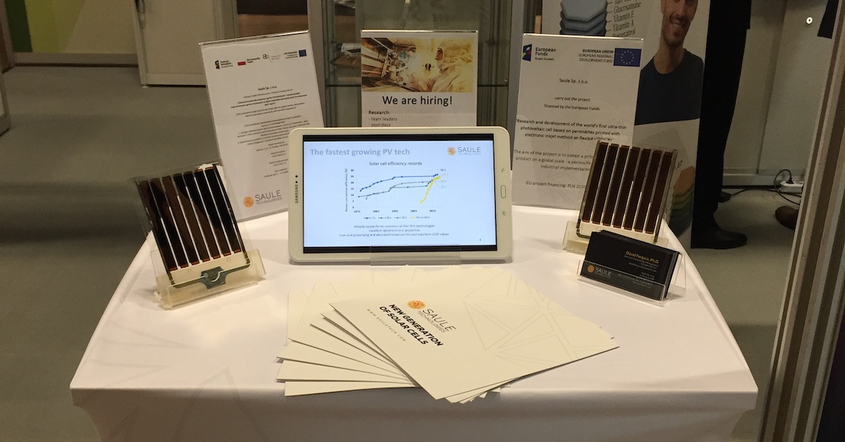 Saule Technologies' solar modules exhibited at the IDTechEx Show in Berlin