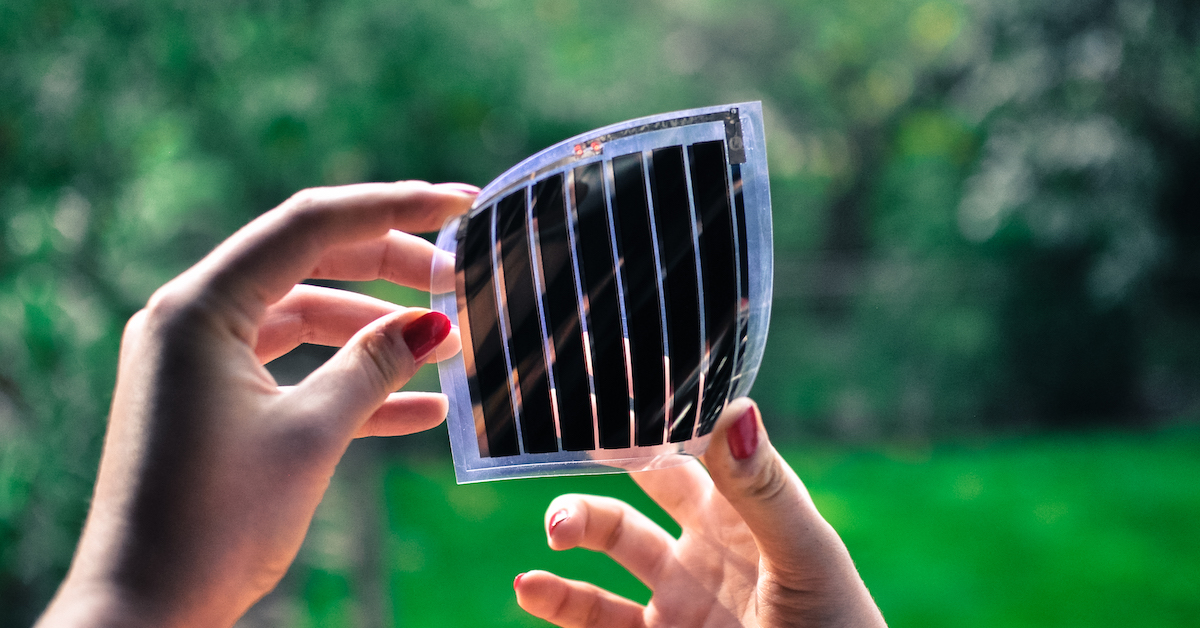 A sample of flexible solar module based on perovskites
