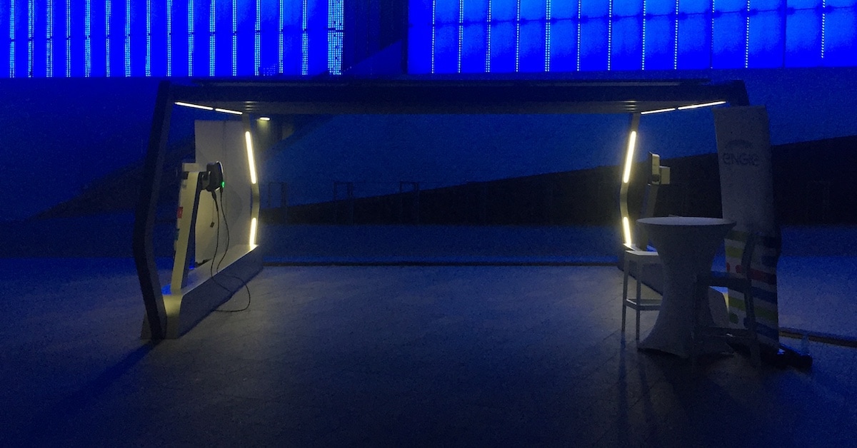Solar Carport by Natoni & Saule illuminated at night