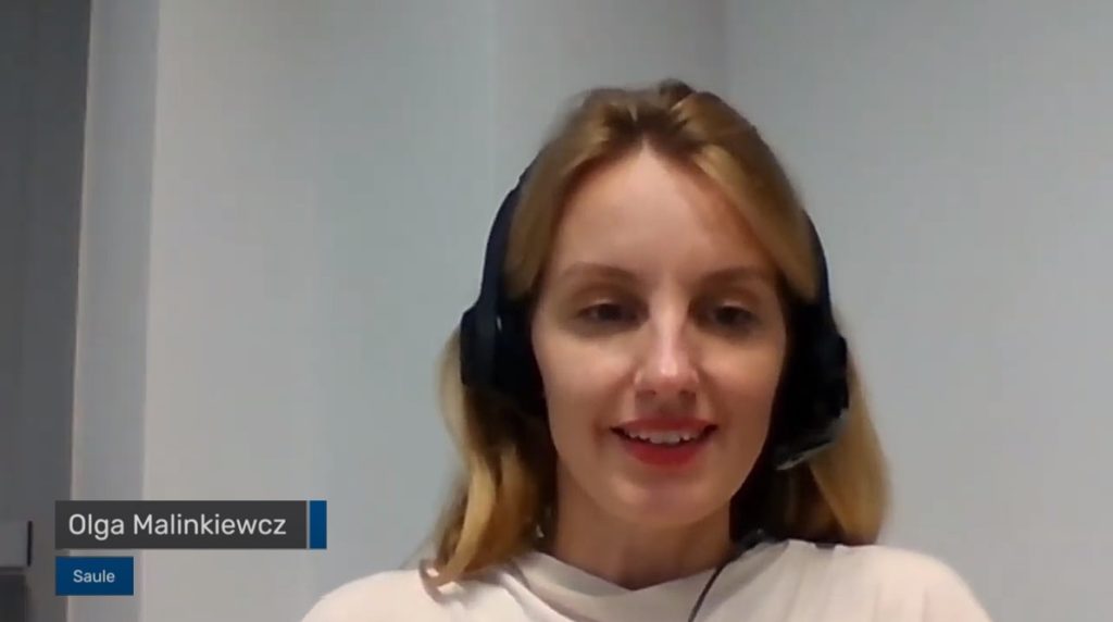 A screenshot of Olga Malinkiewicz in the online debate
